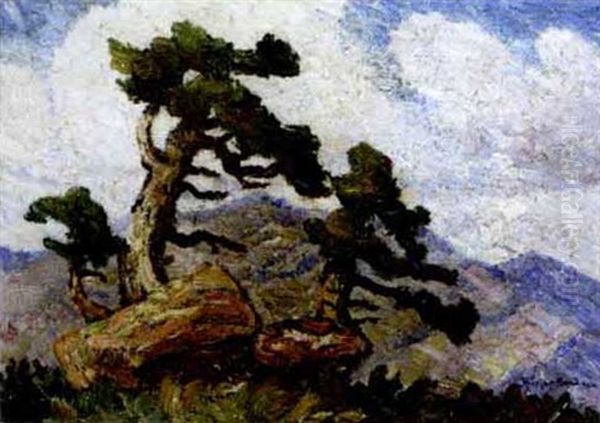 Pines At The Timberline, Estes Park, Co Oil Painting by Birger Sandzen