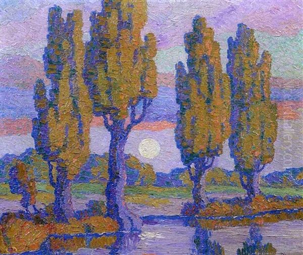 Early Moonrise, Logan, Utah Oil Painting by Birger Sandzen