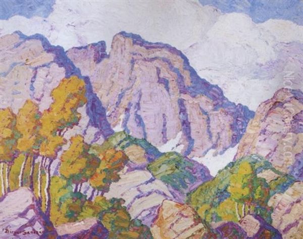 Glimpse Of Long's Peak, Estes Park, Colorado Oil Painting by Birger Sandzen