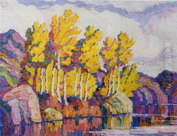 Aspens, Rocky Mountain National Park, Colorado Oil Painting by Birger Sandzen