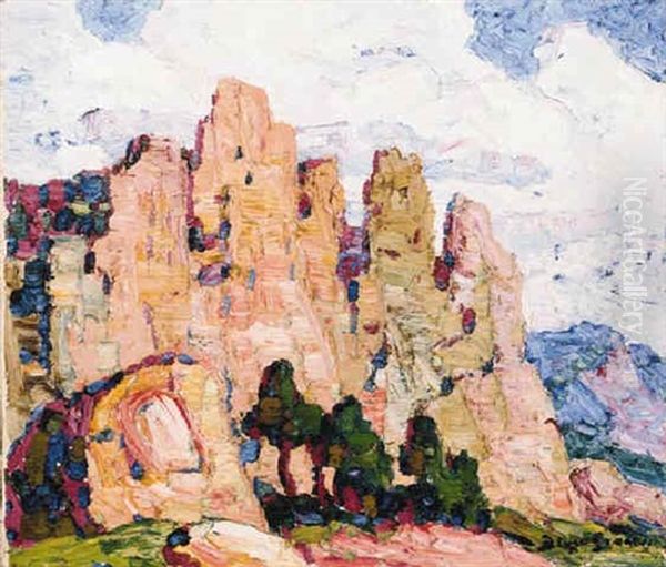 Among The Red Rocks, Manitou, Colorado Oil Painting by Birger Sandzen