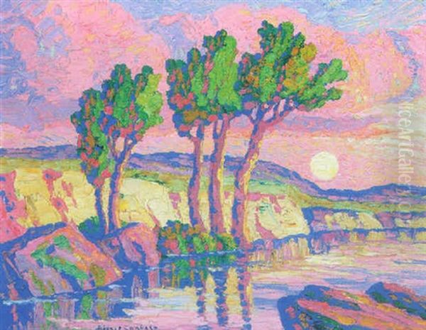 Wild Horse Creek At Moonrise Oil Painting by Birger Sandzen