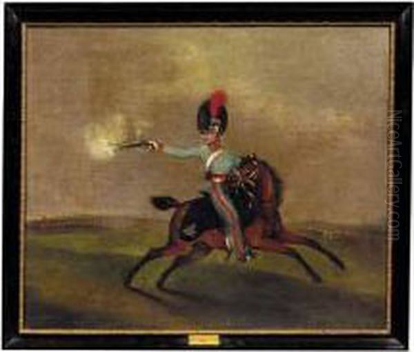 Portrait Of An Officer Of The Surrey Yeomanry Cavalry Oil Painting by Augustus S. Boult