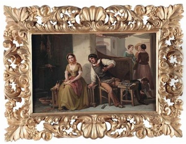 Scene Di Genere (pair) Oil Painting by Niccolo (Nicola) Sanesi