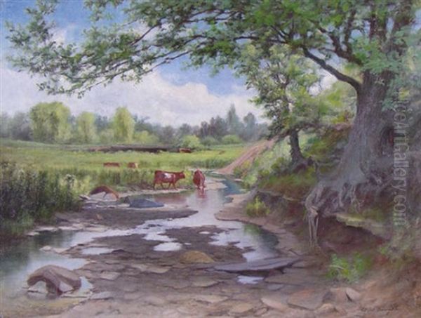 The Riverbank Oil Painting by Amos Sangster