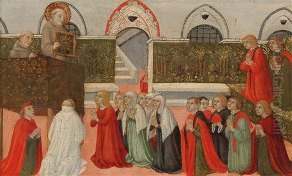 The Preaching Of Saint Bernardino Oil Painting by  Sano di Pietro