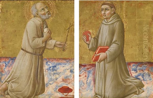 Saint Jerome; Saint Anthony Of Padua by  Sano di Pietro