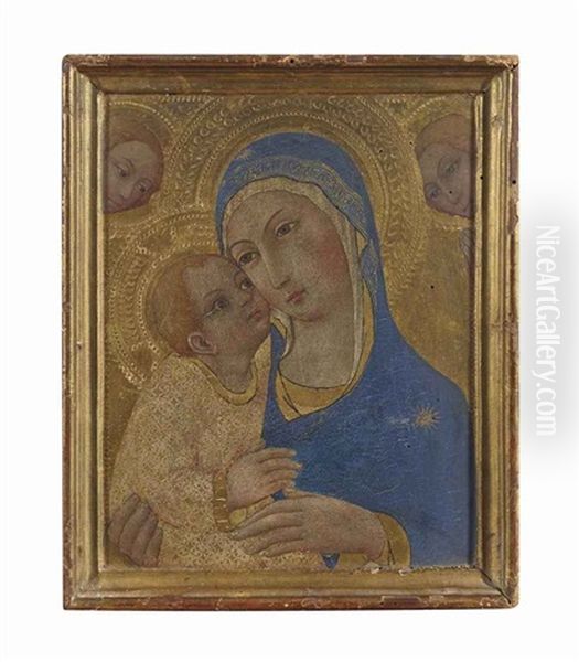 The Madonna And Child With Two Angels Oil Painting by  Sano di Pietro