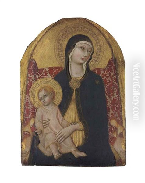 The Madonna And Child Enthroned Oil Painting by  Sano di Pietro