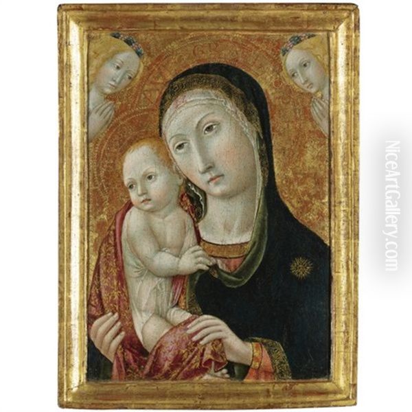 Madonna And Child With Angels Oil Painting by  Sano di Pietro