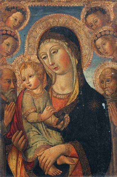 Madonna Mit Kind Und Einem Stieglitz Oil Painting by  Sano di Pietro