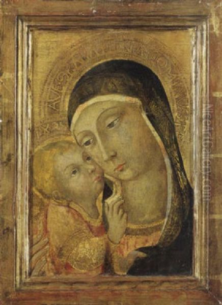 Madonna Mit Kind Vor Goldgrund Oil Painting by  Sano di Pietro