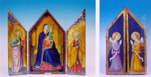 The Virgin And Child Flanked By Saints Peter And Paul Oil Painting by  Sano di Pietro