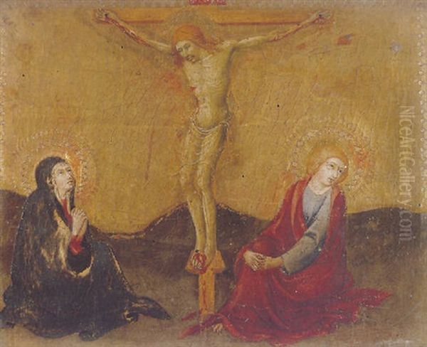 The Crucifixion With The Virgin Mary And St. John Oil Painting by  Sano di Pietro