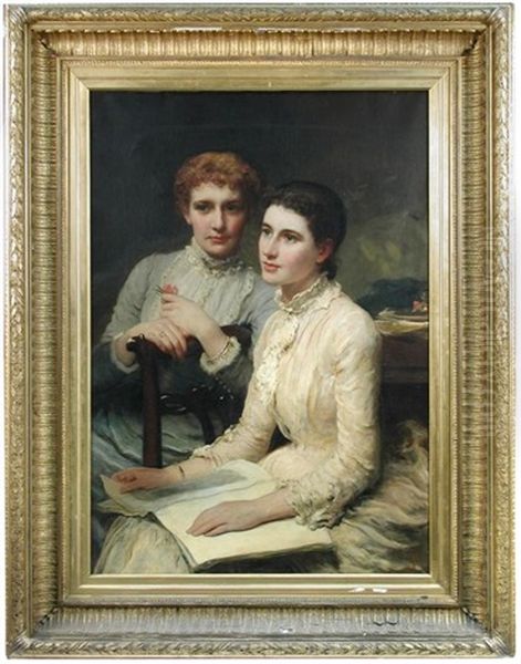 Portrait Of Miss Polly Rodgett (1862-1946) And Miss Maud Burton, The Filleul Cousins Oil Painting by James Sant