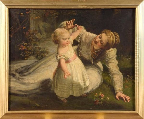 Les Premiers Pas De L'enfant Avec Sa Mere Oil Painting by James Sant