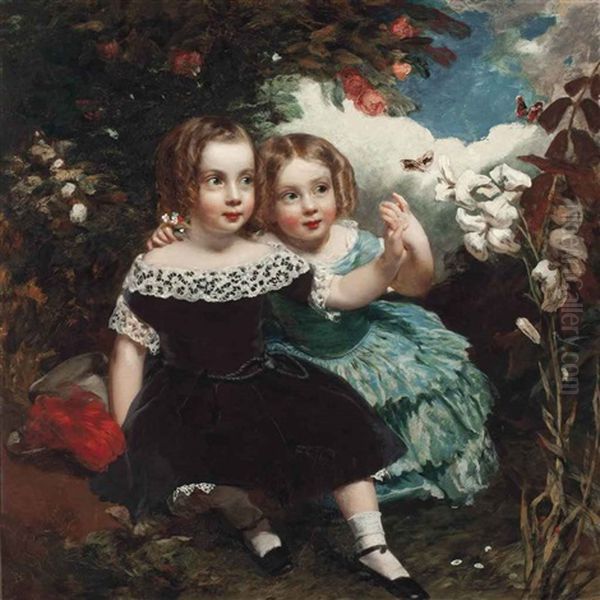 The Young Lepidopterists Oil Painting by James Sant