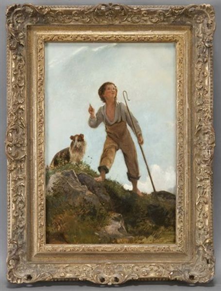 Shepherd Boy And His Dog Oil Painting by James Sant