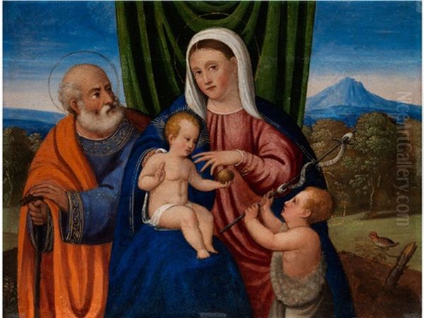 Die Heilige Familie Mit Dem Johannesknaben Oil Painting by Francesco di Gerolamo da Santacroce