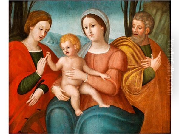 Mystische Vermahlung Der Heiligen Katharina Oil Painting by Francesco Di Simone Da Santacroce