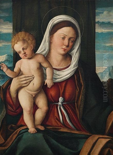 Madonna And Child Oil Painting by Girolamo da Santacroce