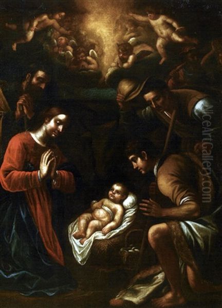 L'adoration Des Bergers Oil Painting by Fabrizio Santafede