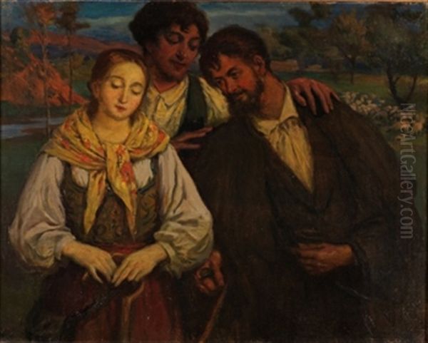 Campesinos Oil Painting by Marceliano Santamaria y Sedano