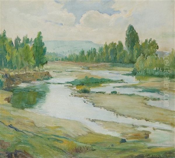 Paisaje Del Capiscol, Burgos Oil Painting by Marceliano Santamaria y Sedano