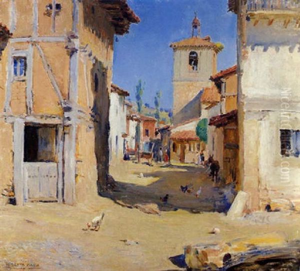 Dia Soleado En La Aldea Oil Painting by Marceliano Santamaria y Sedano