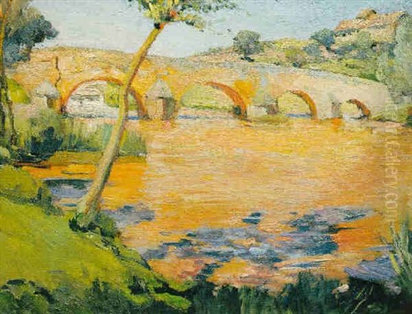 El Puente Oil Painting by Marceliano Santamaria y Sedano