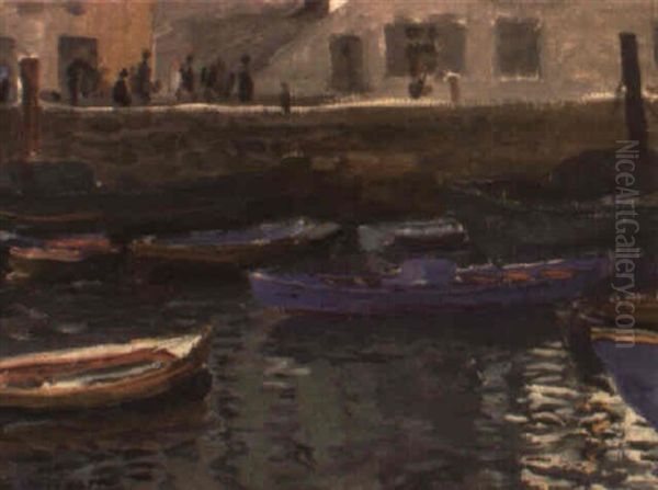 Puerto De San Sebastian Oil Painting by Marceliano Santamaria y Sedano