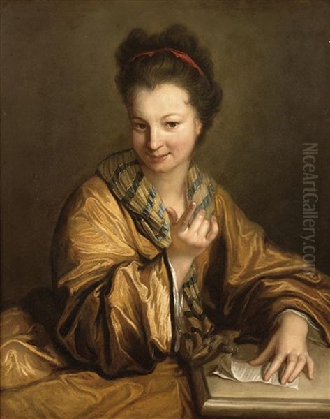 Jeune Femme Tenant Une Lettre by Jean-Baptiste Santerre