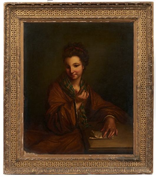 Jeune Femme A La Lettre Oil Painting by Jean-Baptiste Santerre