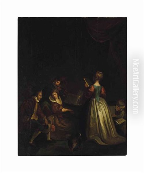 A Group Of Musicians Oil Painting by Jean-Baptiste Santerre