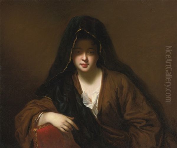 La Femme Voilee Oil Painting by Jean-Baptiste Santerre