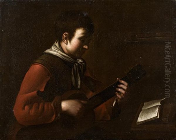 Le Joueur De Guitare Oil Painting by Jean-Baptiste Santerre