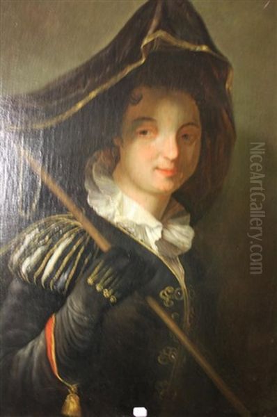 La Marquise De Moulins - Rochefort, Dit Aussi Portrait De Femme En Costume Venitien Oil Painting by Jean-Baptiste Santerre