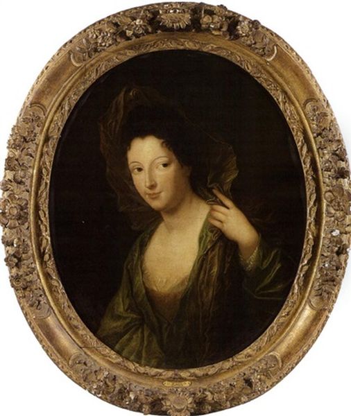 La Beaute Dangereuse (or La Coquette Relevant Le Capuchon De Son Manteau) Oil Painting by Jean-Baptiste Santerre