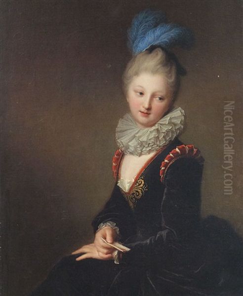 La Jeune Femme Au Billet Doux Ou Portrait De Mademoiselle Christine-antoinette-charlotte Desmares (?) Oil Painting by Jean-Baptiste Santerre