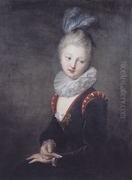 Jeune Fille Au Billet-doux, Portrait De Mademoiselle Desmares (?) Oil Painting by Jean-Baptiste Santerre