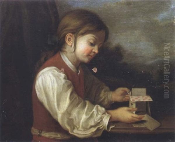 L'enfant Au Jeu De Cartes Oil Painting by Jean-Baptiste Santerre