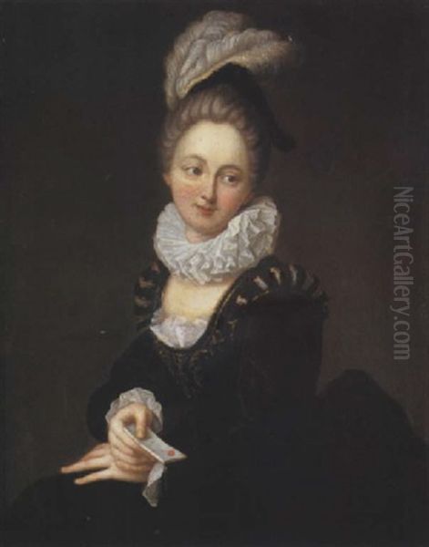 Portrait De Mademoiselle Desmares Oil Painting by Jean-Baptiste Santerre