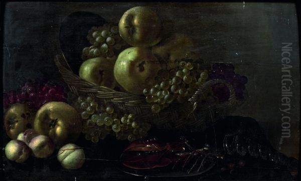 Nature Morte Aux Pommes Et Homard Oil Painting by Johannes Boumann