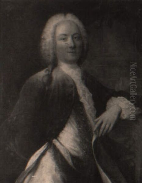 Portrait D'homme Accoude A Une Chaise Oil Painting by Jean-Baptiste Santerre