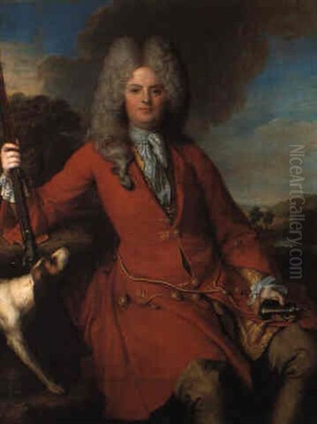 Portrait D'homme En Chasseur Oil Painting by Jean-Baptiste Santerre