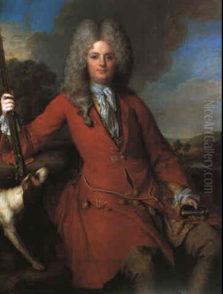 Portrait D'homme En Chasseur Oil Painting by Jean-Baptiste Santerre