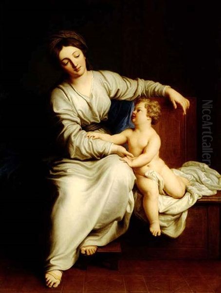 Madonna And Child Oil Painting by Jean-Baptiste Santerre