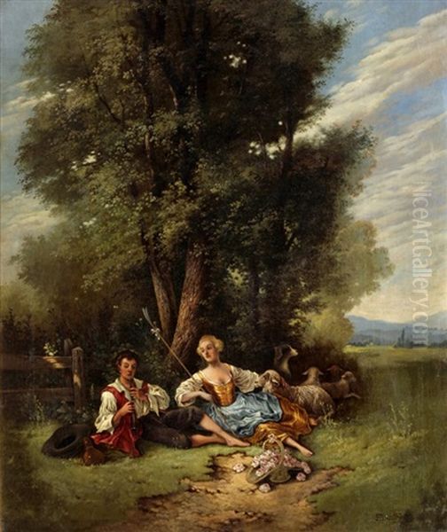 Pastoral Oil Painting by Nikolaus (Miklos) Santho