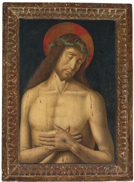 Christ As The Man Of Sorrows Oil Painting by Giovanni Santi