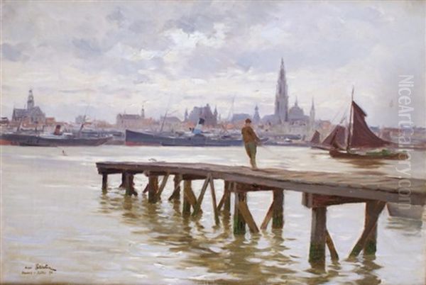 Le Port D'anvers Oil Painting by Henri Santin